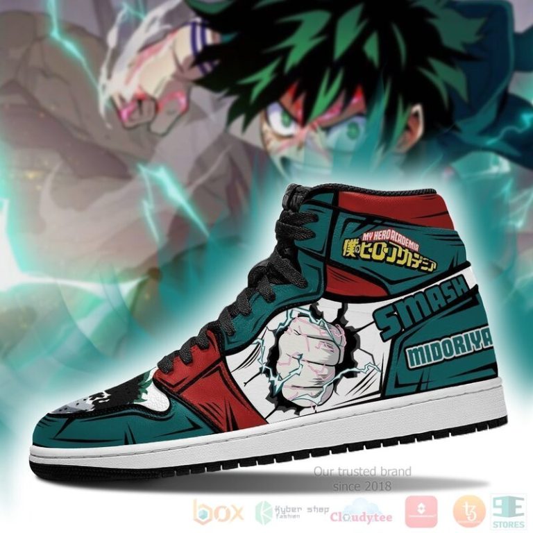 BNHA Izuku Deku Sneakers Custom Anime My Hero Academia Air Jordan High Top Shoes 1 2