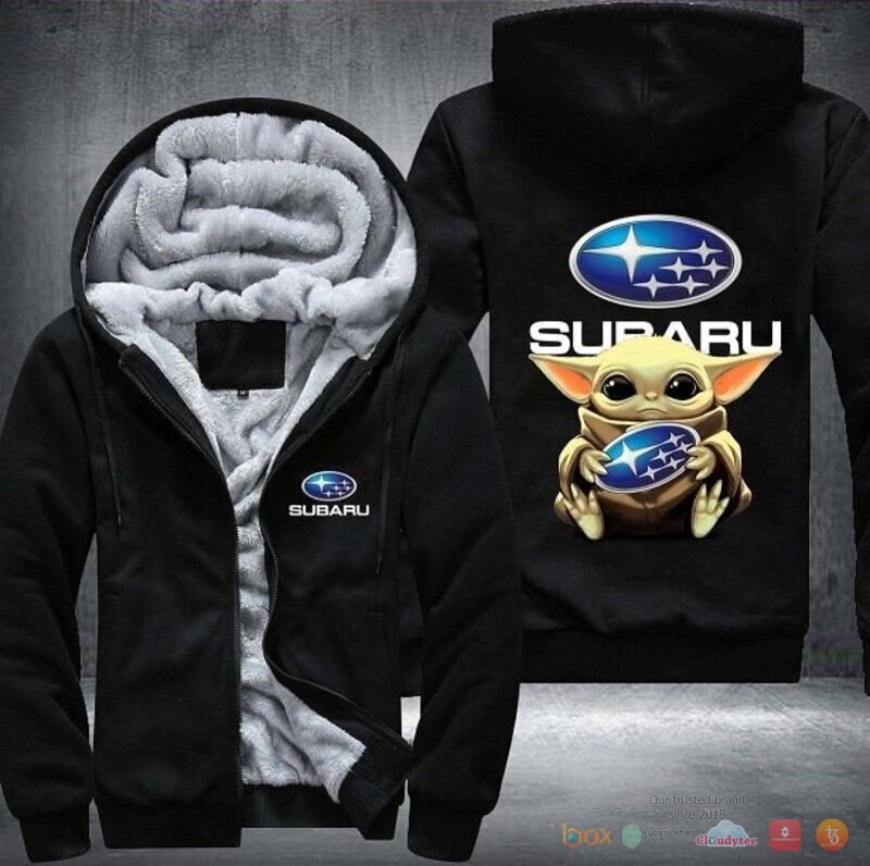 Baby Yoda Subaru Fleece Hoodie Jacket 1