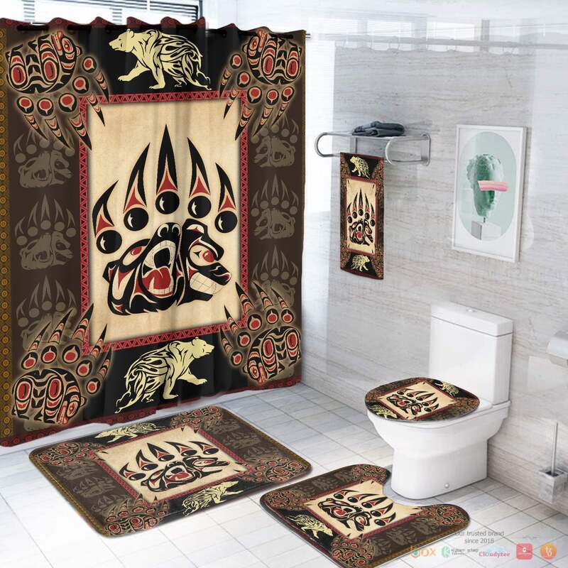 Bear Brown Pattern Native American Bathroom Set