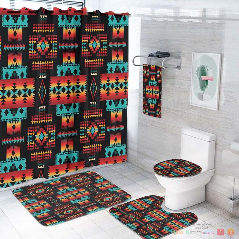 Black Native Tribes Pattern Native American Bathroom Set