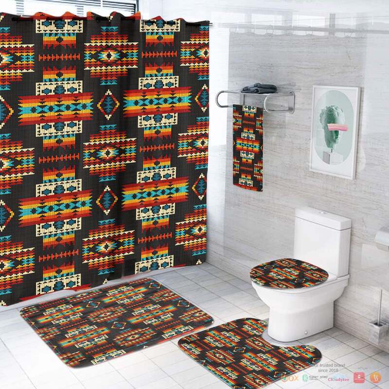 Black Pattern Native Native American Bathroom Set