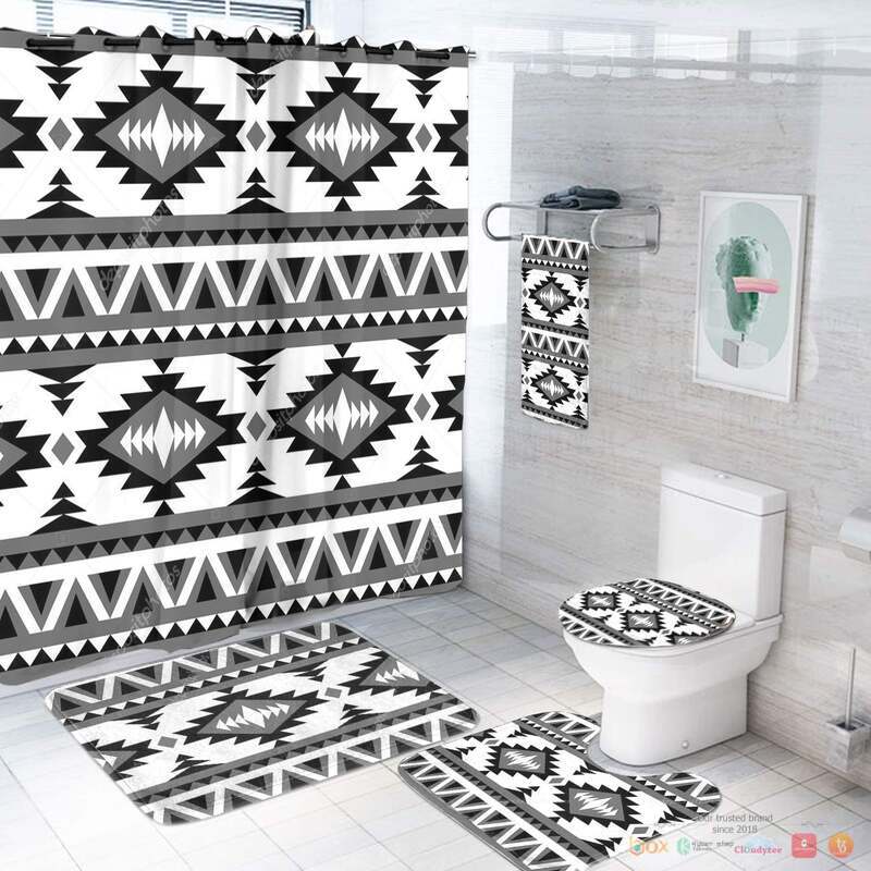 Black and white Pattern Native American Bathroom Set