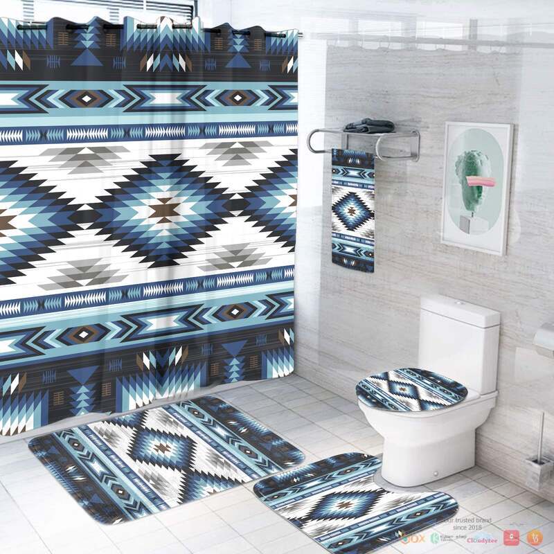 Blue Colors Pattern Native American Bathroom Set