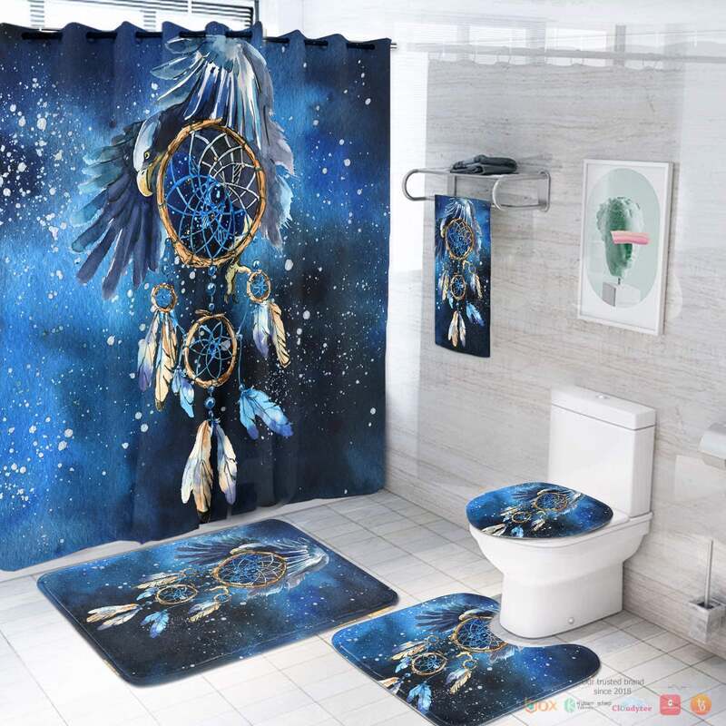 Blue Galaxy Dreamcatcher Native American Bathroom Set
