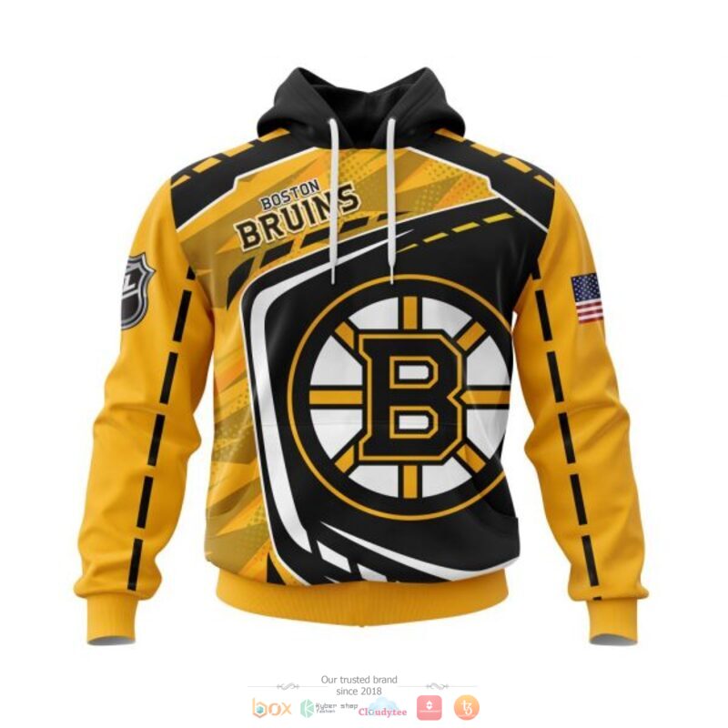 Boston Bruins NHL black yellow 3D shirt hoodie