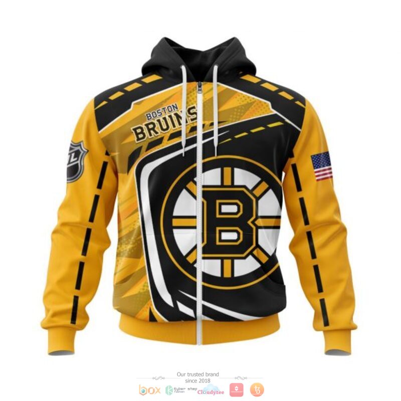 Boston Bruins NHL black yellow 3D shirt hoodie 1