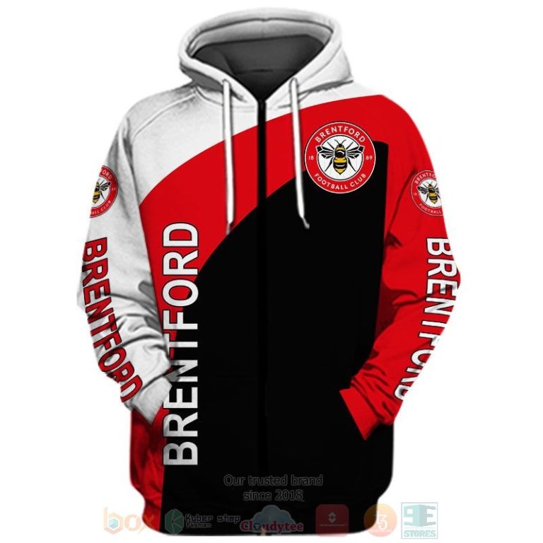 Brentford FC white red black 3D shirt hoodie 1 2