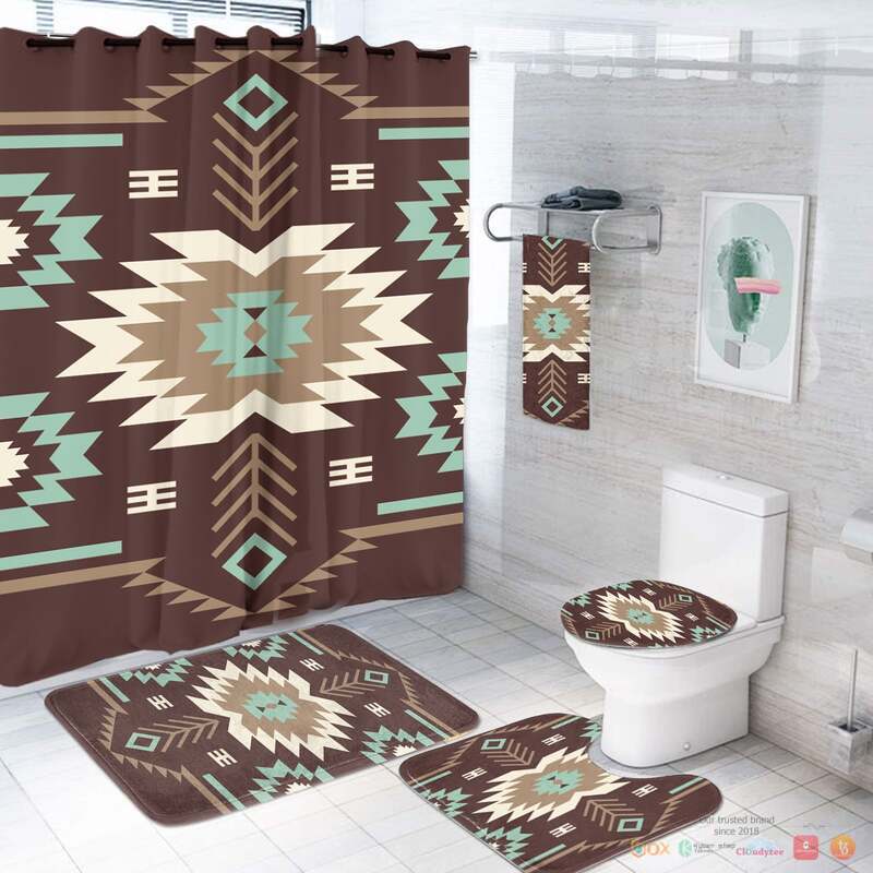 Brown Pattern Native American Bathroom Set