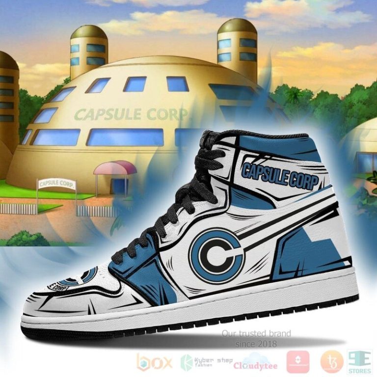 Capsule Corp Sneakers Custom Anime Dragon Ball Air Jordan High Top Shoes 1 2