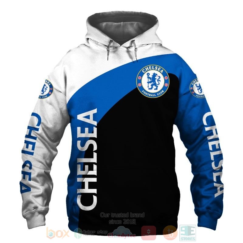 Chelsea FC white blue black 3D shirt hoodie