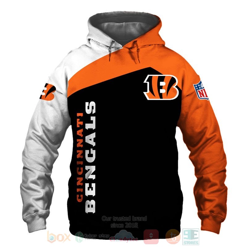 Cincinnati Bengals NLF white orange black 3D shirt hoodie