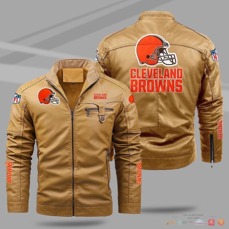 Cleveland Browns Trend Fleece Leather Jacket 1