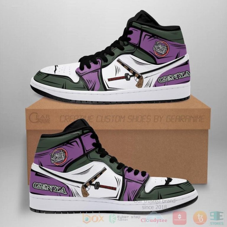 Demon Slayer Genya Sneakers Nichirin Sword Custom Anime Air Jordan High Top Shoes