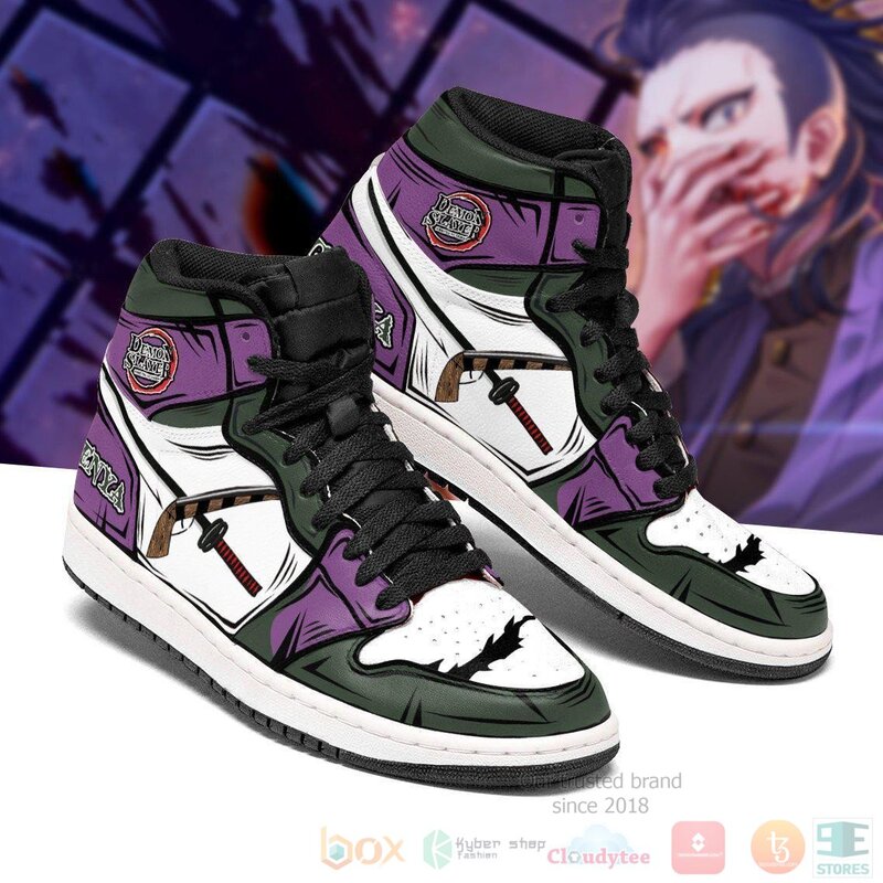 Demon Slayer Genya Sneakers Nichirin Sword Custom Anime Air Jordan High Top Shoes 1