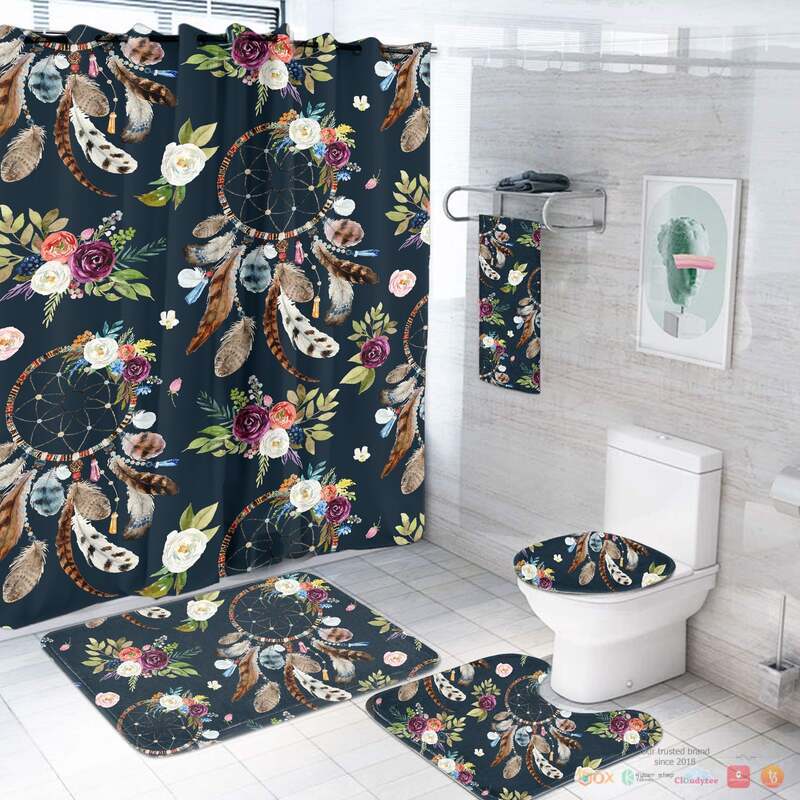 Dream Catchers And Flowers Leather Native American Bathroom Set