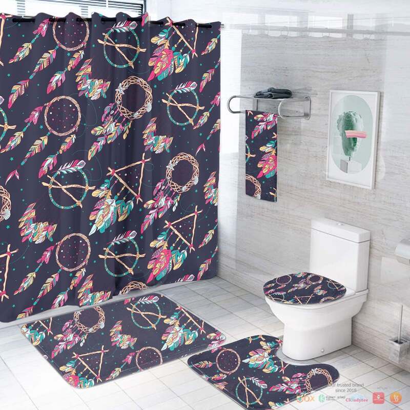 Dream Catchers And Flowers Native American Bathroom Set