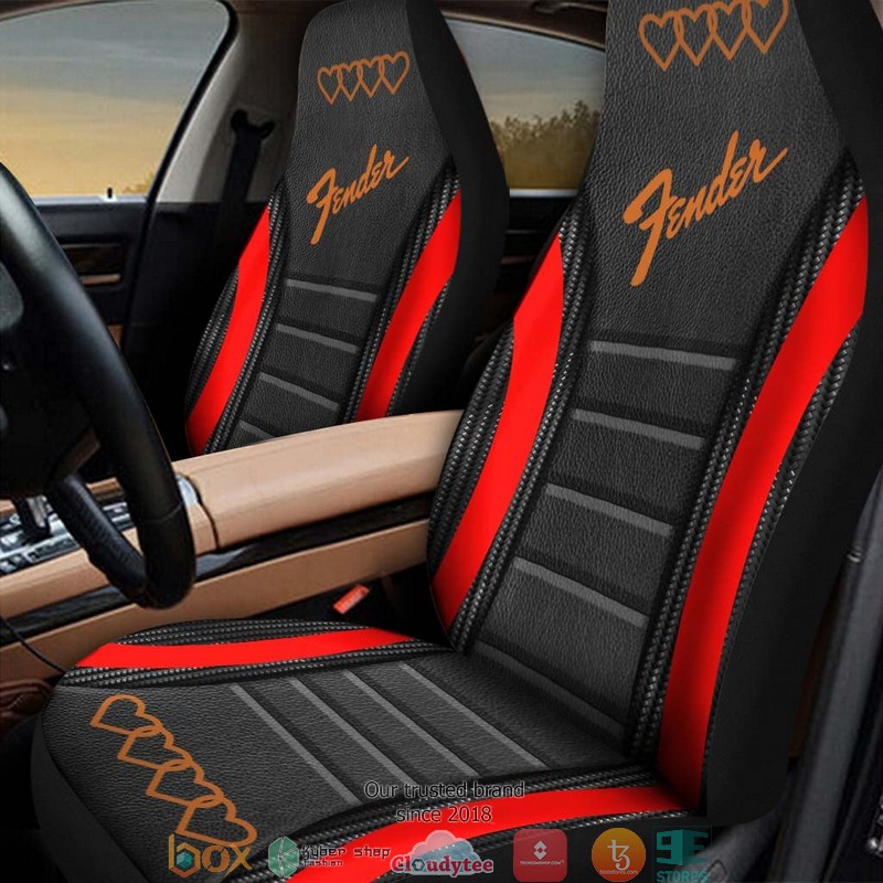 Fender Black Red line Hearts Car Seat Covers