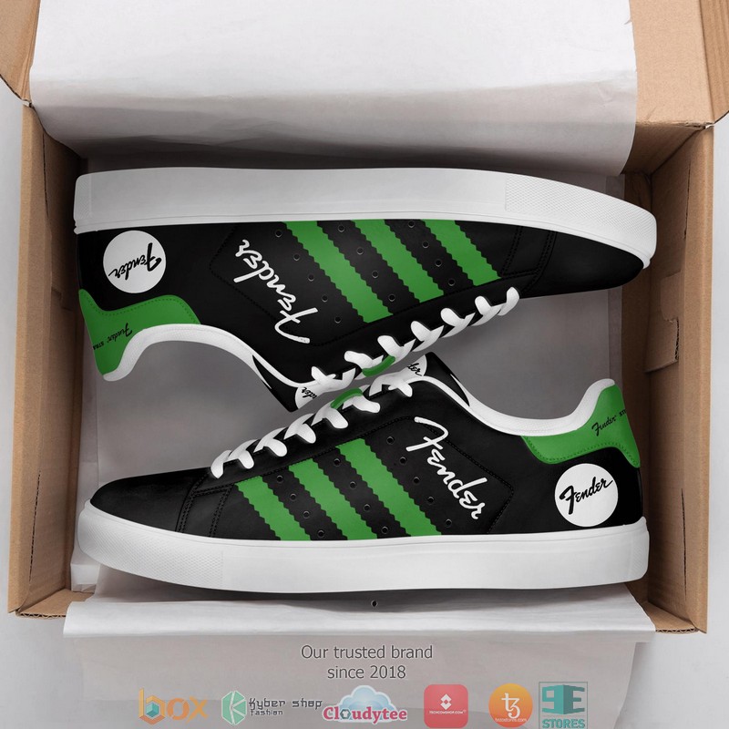 Fender Black and Green Adidas Stan Smith shoes