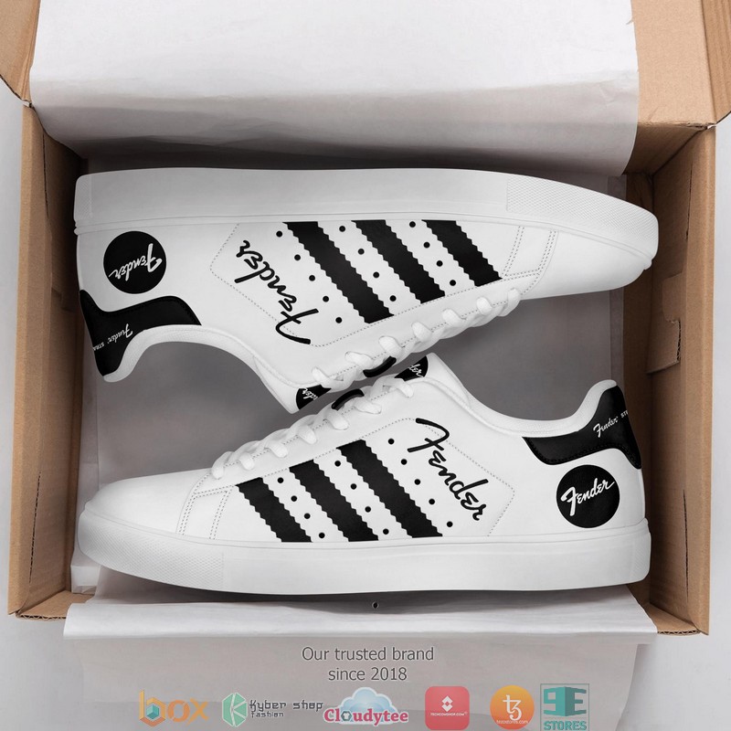 Fender Black and White Adidas Stan Smith shoes