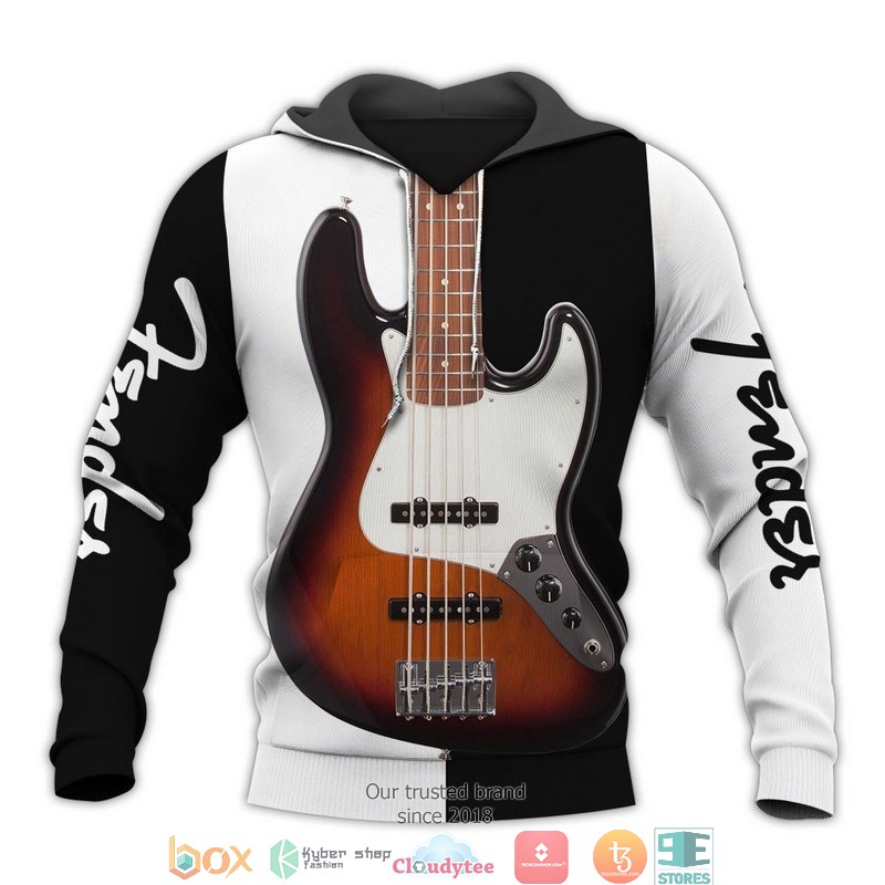 Fender Guitar Black and White 3d full printing shirt hoodie