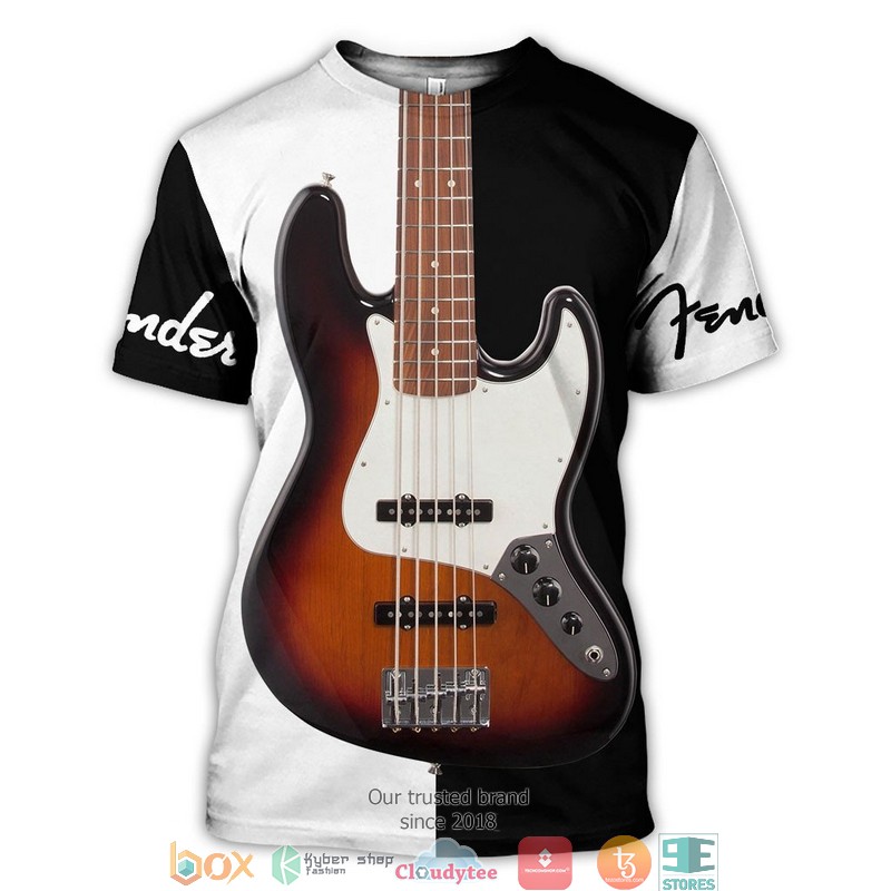 Fender Guitar Black and White 3d full printing shirt hoodie 1 2
