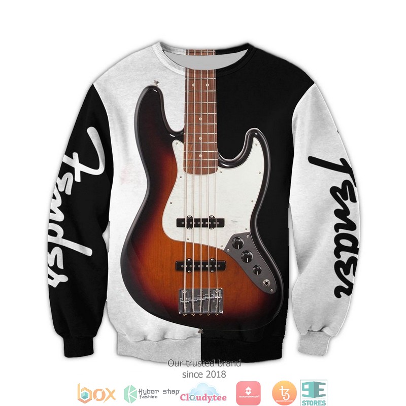 Fender Guitar Black and White 3d full printing shirt hoodie 1 2 3