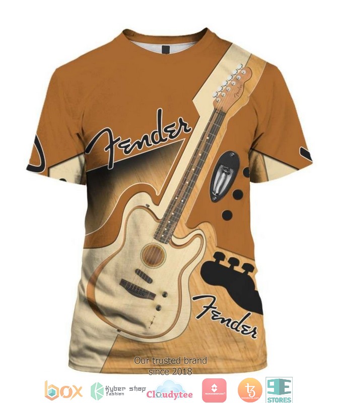 Fender Guitar Brown 3d full printing shirt hoodie 1 2