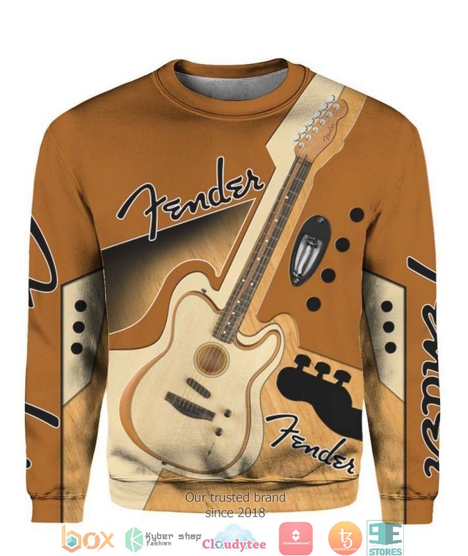 Fender Guitar Brown 3d full printing shirt hoodie 1 2 3