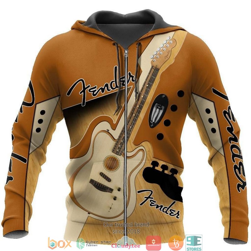 Fender Guitar Brown 3d full printing shirt hoodie 1 2 3 4