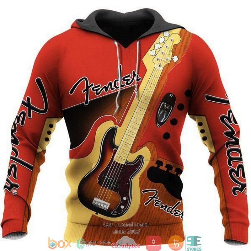 Fender Guitar Orange 3d full printing shirt hoodie