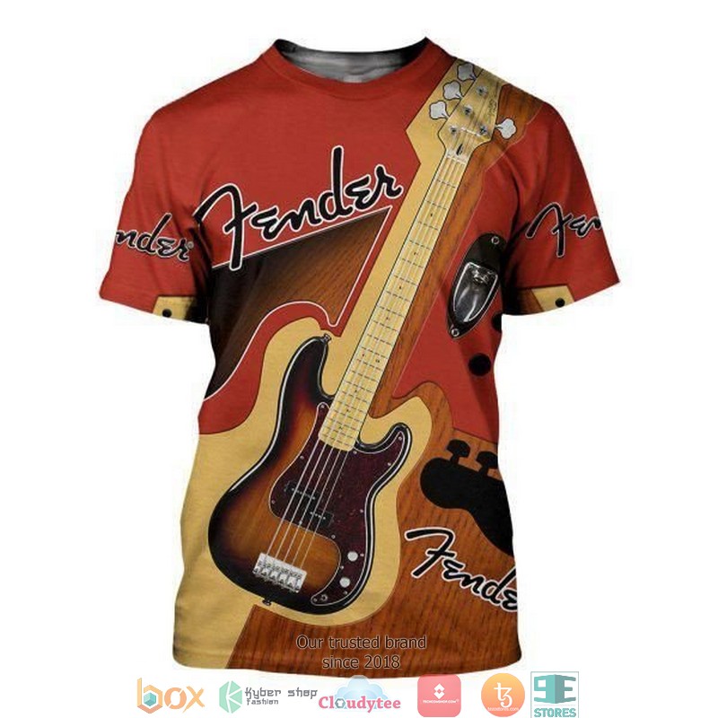 Fender Guitar Orange 3d full printing shirt hoodie 1 2