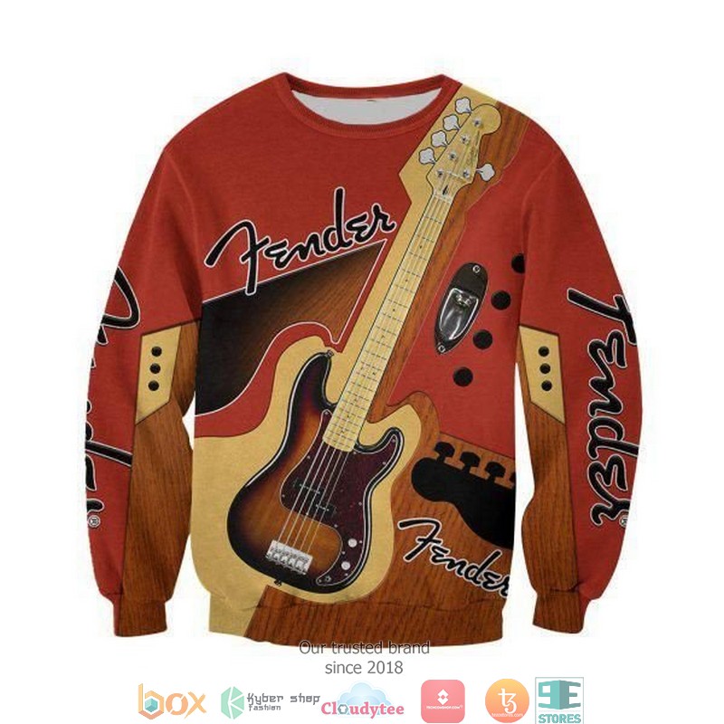 Fender Guitar Orange 3d full printing shirt hoodie 1 2 3