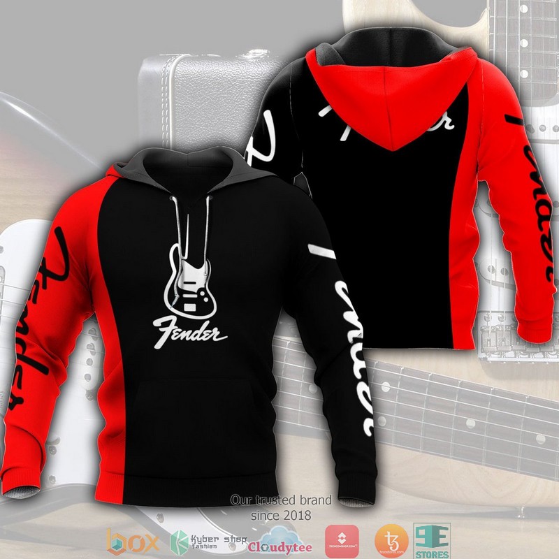 Fender Mini Guitar Black Red 3d full printing shirt hoodie