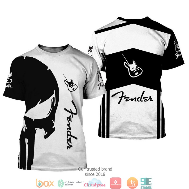 Fender Punisher Skull Black and White 3d full printing shirt hoodie 1 2