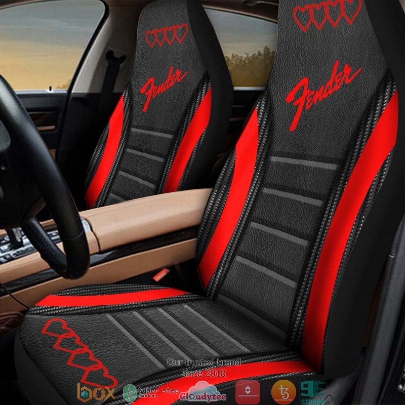 Fender Red Black Hearts Car Seat Covers