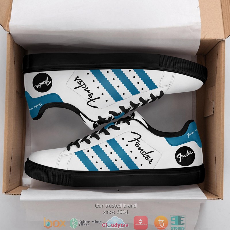 Fender White and Cyan Adidas Stan Smith shoes 1