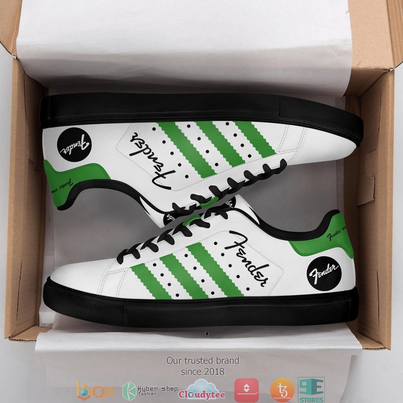 Fender White and Green Adidas Stan Smith shoes 1