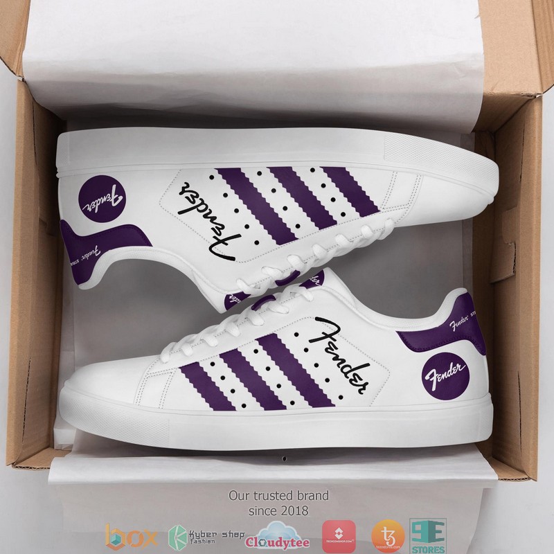Fender White and purple Adidas Stan Smith shoes