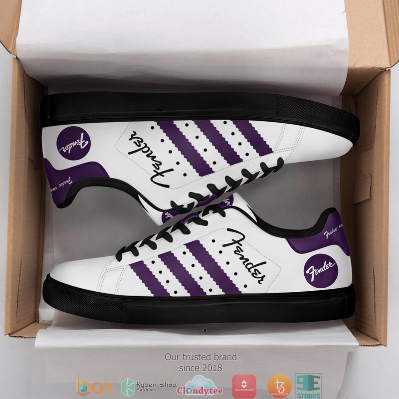 Fender White and purple Adidas Stan Smith shoes 1