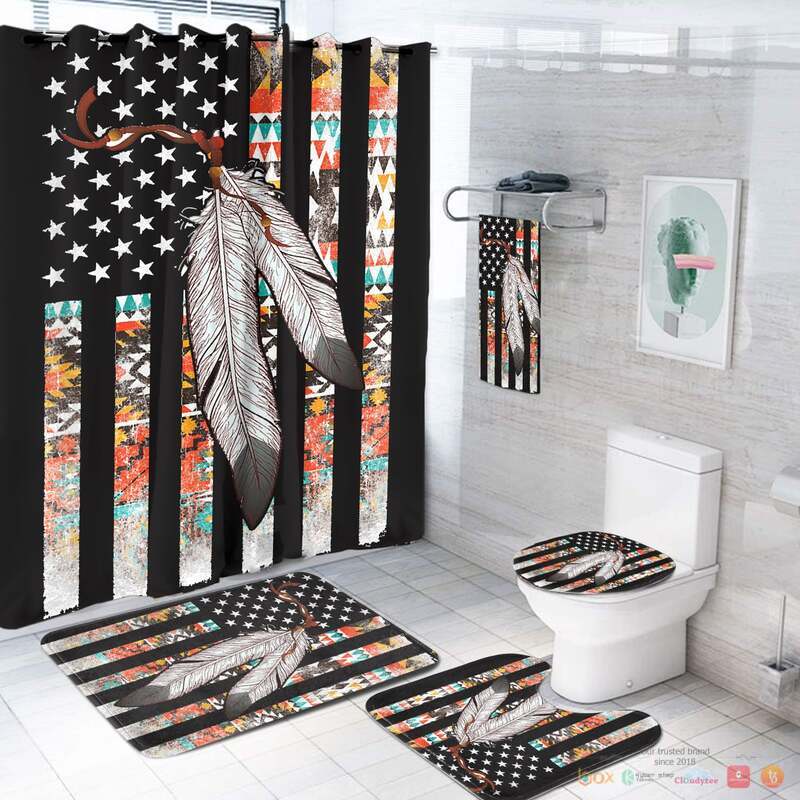 Flag Feather Native American Bathroom Set