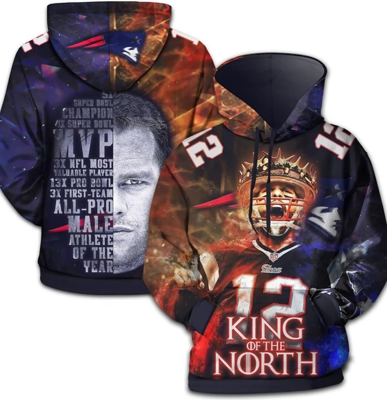 HOT Tom Brady King of The North 3D Hoodie