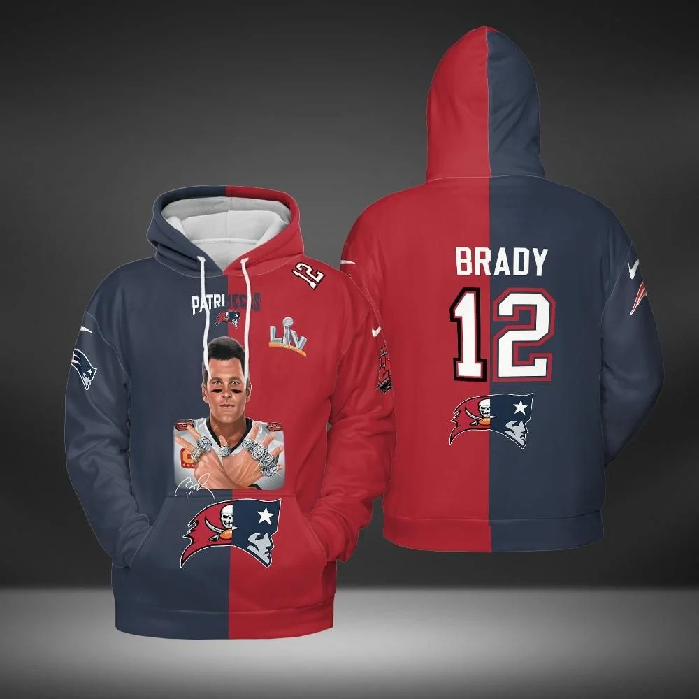 HOT Tom Brady Tampa Bay Buccaneers and New England Patriots 3D Hoodie