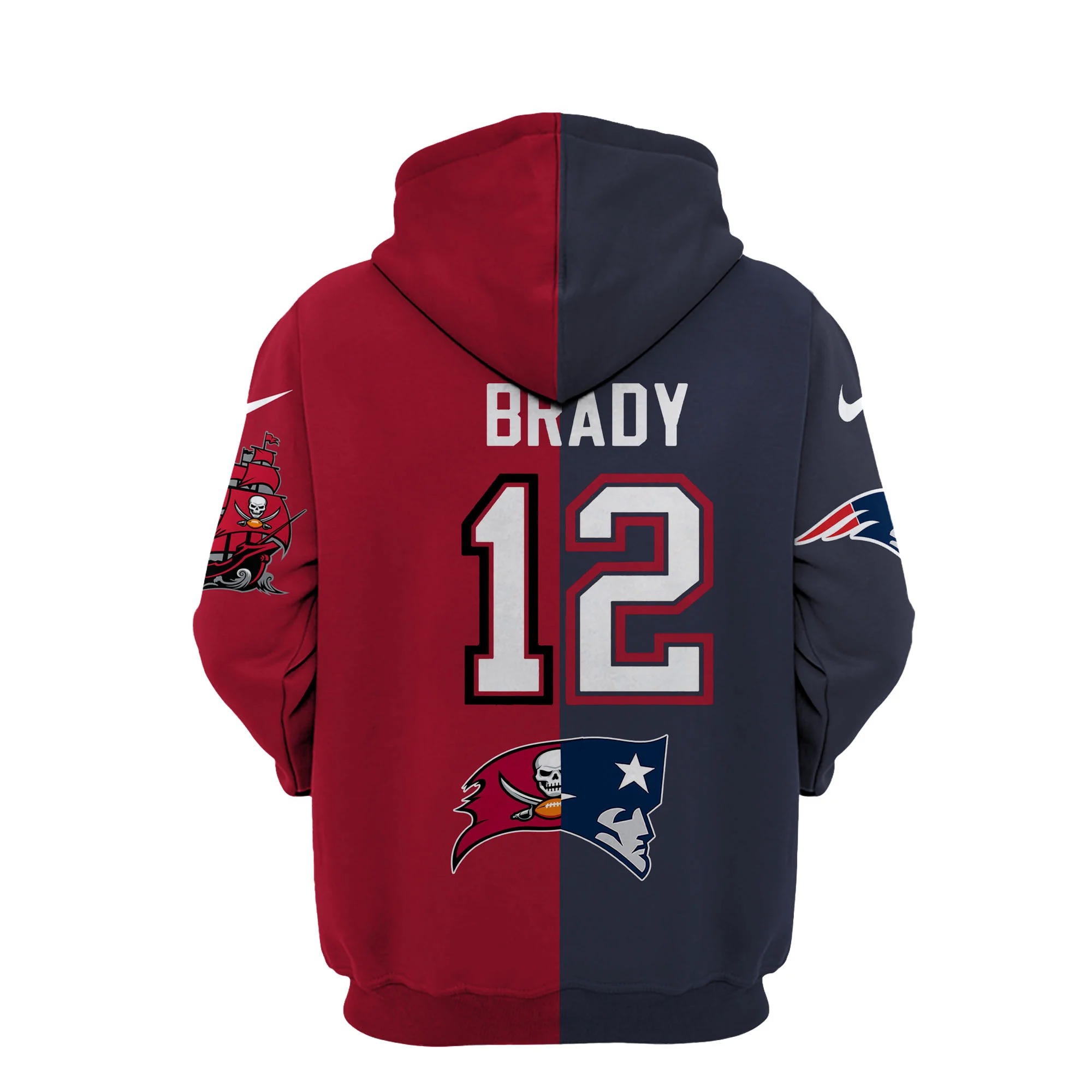 HOT Tom Brady Tampa Bay Buccaneers and New England Patriots 3D Hoodie1