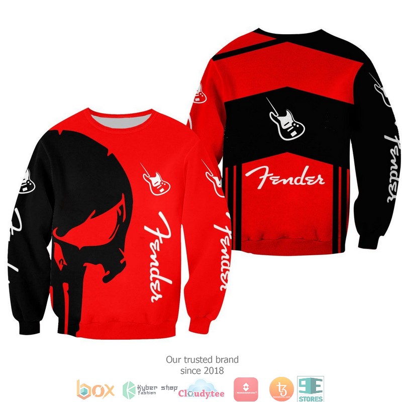 Fender Punisher Skull Black Red 3d full printing shirt hoodie 1 2 3
