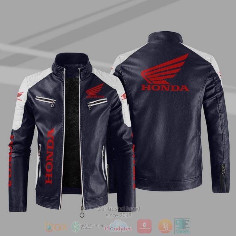 Honda Motorcycle Block Leather Jacket 1 2