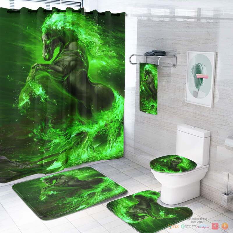 Horse Green Native American Bathroom Set