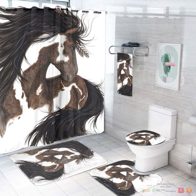 Horse White Native American Bathroom Set