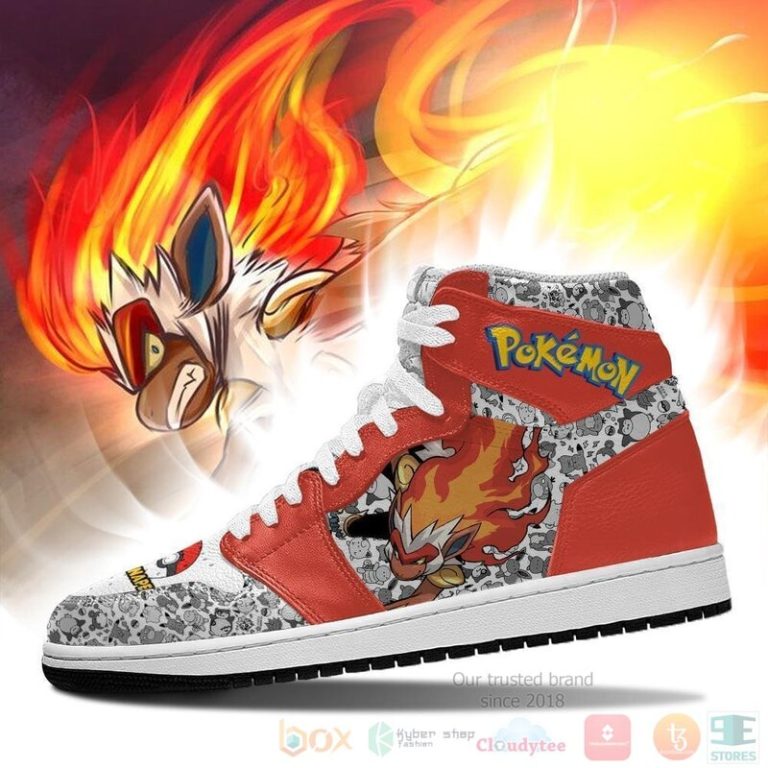 Infernape Sneakers Custom Anime Pokemon Air Jordan High Top Shoes 1 2
