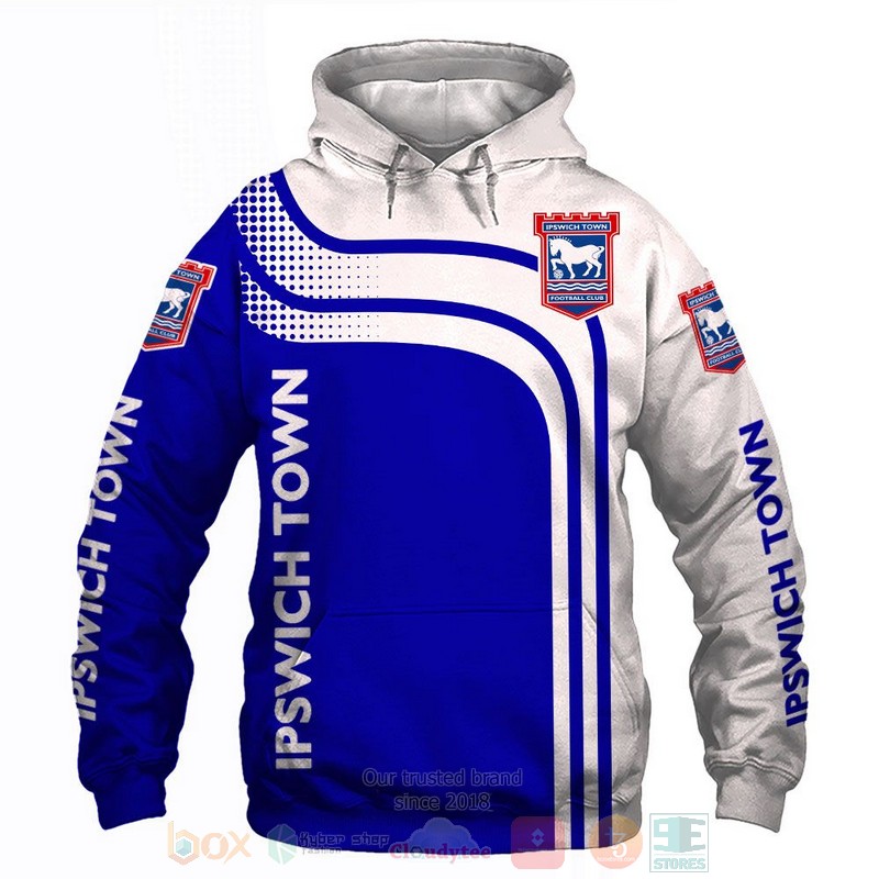 Ipswich Town FC blue white 3D shirt hoodie