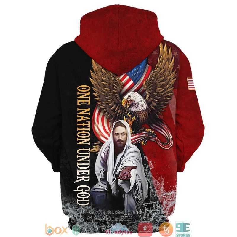 Jesus One Nation Under God Eagle American flag 3d shirt hoodie 1 2